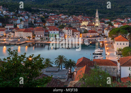 View over the old town of Jelsa on Hvar Island, Croatia, Europe Stock Photo