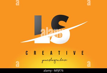 LS L S Letter Logo Design with Swoosh and Black Brush Stroke. Modern ...