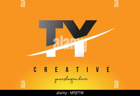 Tyy Letters TY T Y Letter Logo Design with Swoosh and Black Lines. Modern Creative ...