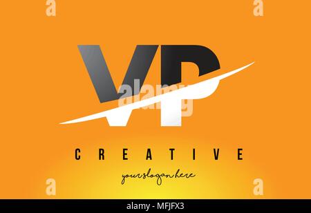 VP V P Letter Logo Design with Swoosh and Black Brush Stroke. Modern ...