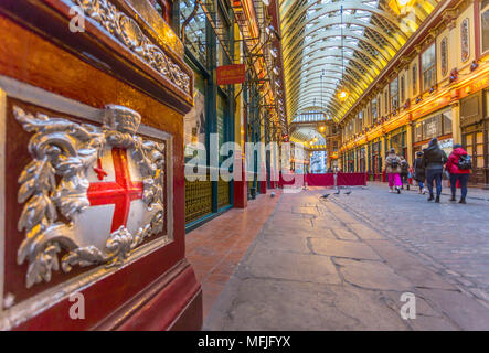 View of interior of Leadenhall Market, The City, London, England, United Kingdom, Europe Stock Photo