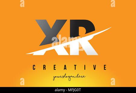 XR X R Swoosh Letter Logo Design with Modern Yellow Swoosh Curved Lines ...