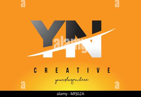 YN Y N Letter Modern Logo Design with Swoosh Cutting the Middle Letters and Yellow Background. Stock Vector