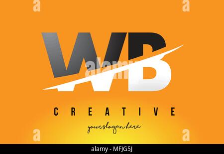 WB W B Letter Logo Design with Swoosh and Black Brush Stroke. Modern ...