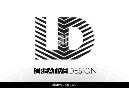 LD L D Lines Letter Design with Creative Elegant Zebra Vector Illustration. Stock Vector