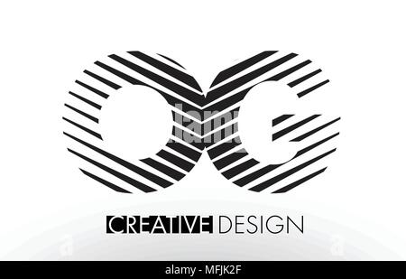 OG O G Lines Letter Design with Creative Elegant Zebra Vector Illustration. Stock Vector