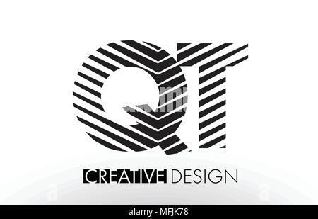 QT Q T Letter Logo with Zebra Lines Texture Design Vector Illustration ...