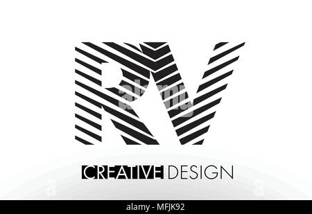 RV R V Letter Logo with Zebra Lines Texture Design Vector Illustration ...