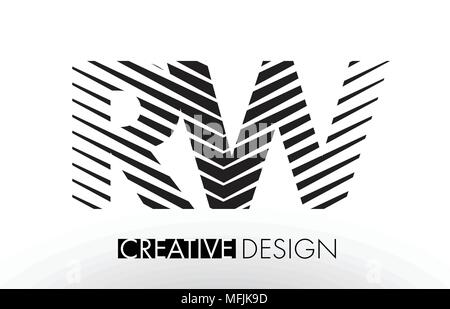 RW R W Letter Logo with Zebra Lines Texture Design Vector Illustration ...