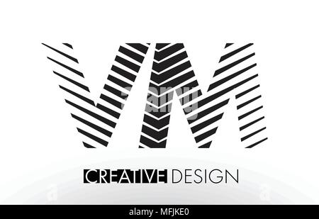 VM V M Letter Logo with Zebra Lines Texture Design Vector Illustration ...