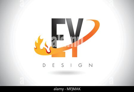 EY E Y Letter Logo Design with Swoosh and Black Brush Stroke. Modern ...
