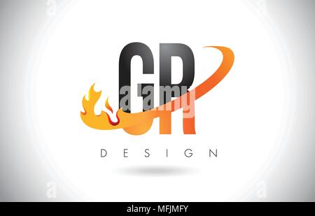 GR G R Letter Logo Design with Swoosh and Black Brush Stroke. Modern ...
