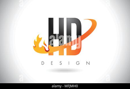 Hd H D Letter Logo Design With Swoosh And Black Lines Modern Creative Zebra Lines Letters Vector Logo Stock Vector Image Art Alamy