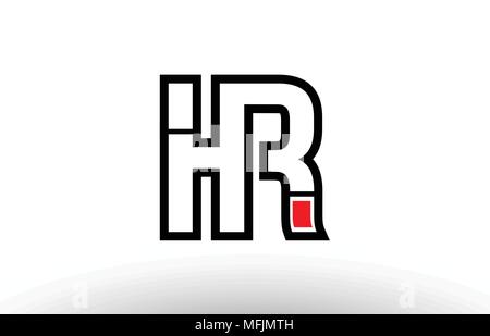 black and white alphabet letter hr h r logo combination design suitable for a company or business Stock Vector