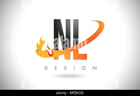 Creative golden letter NL n l logo with leading lines and road concept ...