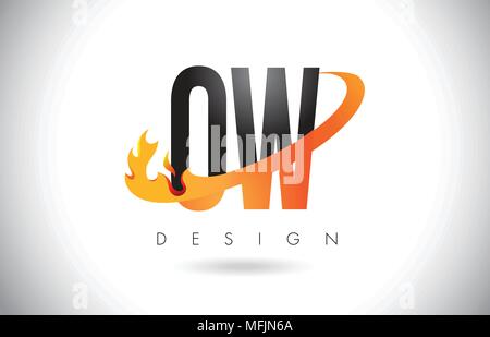Creative golden letter OW o w logo with leading lines and road concept ...