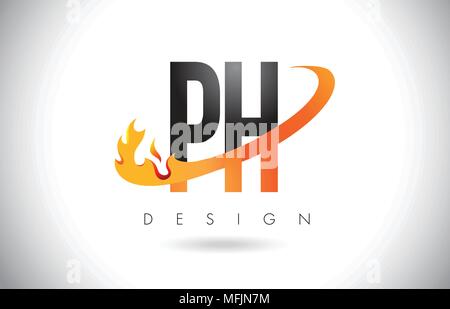 Creative golden letter Ph p h logo with leading lines and road concept ...