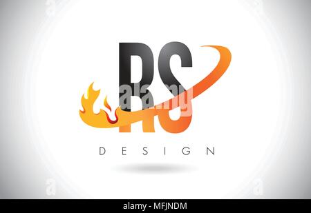 RS R S Letter Logo Design with Swoosh and Black Brush Stroke. Modern ...