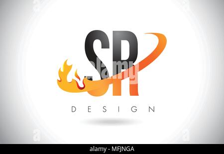 SR S R Letter Logo Design with Swoosh and Black Brush Stroke. Modern ...
