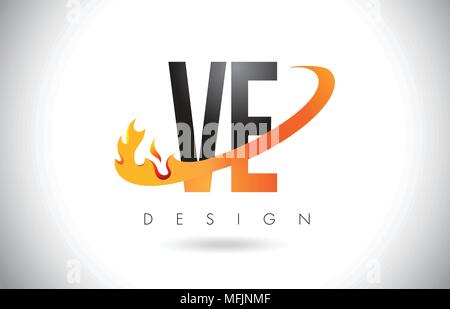 VE V E Swoosh Letter Logo Design with Modern Yellow Swoosh Curved Lines ...