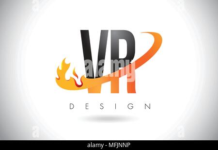 VR V R Letter Logo Design with Swoosh and Black Brush Stroke. Modern ...