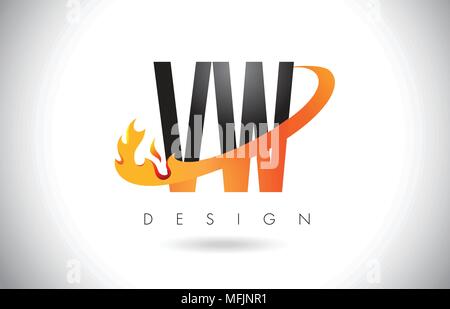 Creative golden letter Vw v w logo with leading lines and road concept ...