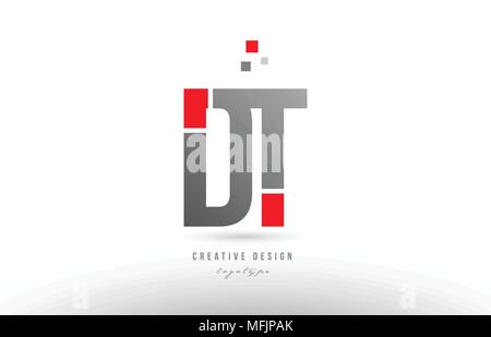 red grey alphabet letter dt d t logo combination design suitable for a company or business Stock Vector