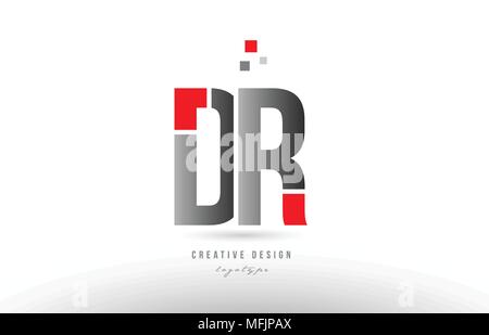 red grey alphabet letter dr d r logo combination design suitable for a company or business Stock Vector