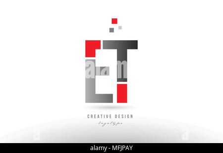 red grey alphabet letter et e t logo combination design suitable for a company or business Stock Vector