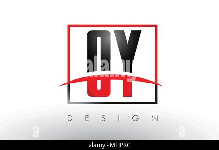 OY O Y Logo Letters with Red and Black Colors and Swoosh. Creative Letter Design Vector. Stock Vector