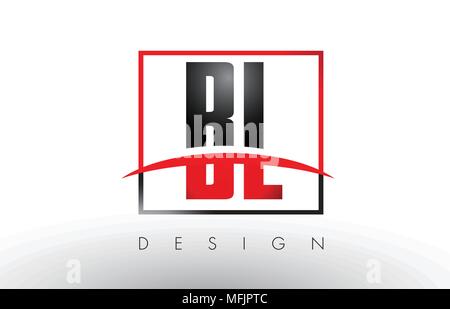 BL B L Logo Letters with Red and Black Colors and Swoosh. Creative Letter Design Vector. Stock Vector