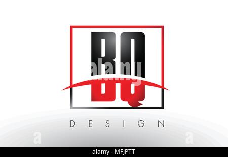 BQ B Q Logo Letters with Red and Black Colors and Swoosh. Creative Letter Design Vector. Stock Vector