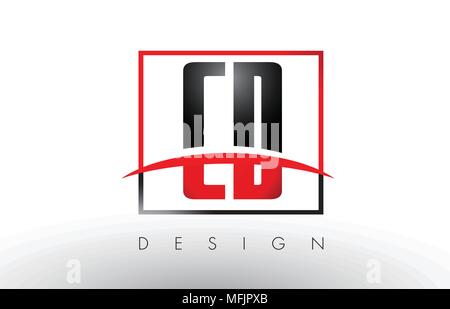 CD C D Logo Letters with Red and Black Colors and Swoosh. Creative Letter Design Vector. Stock Vector