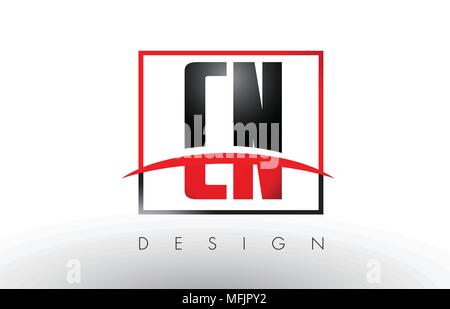 Red and Black CN C N Letter Logo Design in Black Colors. Creative ...