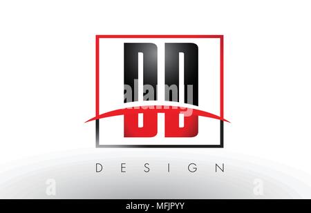 DD D D Logo Letters with Red and Black Colors and Swoosh. Creative Letter Design Vector. Stock Vector