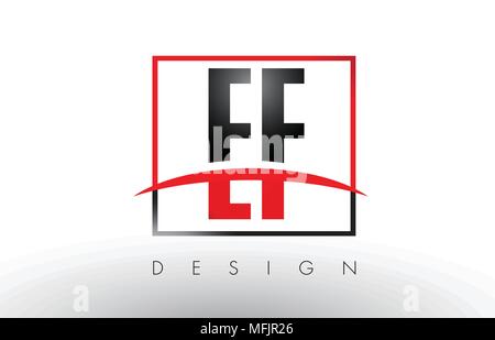 EF E F Logo Letters with Red and Black Colors and Swoosh. Creative Letter Design Vector. Stock Vector