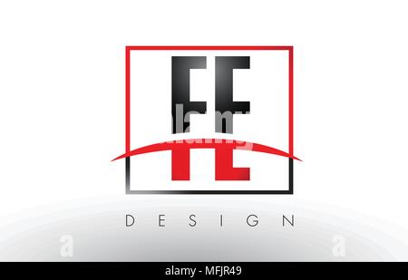 FE F E Logo Letters with Red and Black Colors and Swoosh. Creative Letter Design Vector. Stock Vector