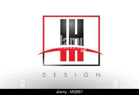 IH I H Logo Letters with Red and Black Colors and Swoosh. Creative Letter Design Vector. Stock Vector