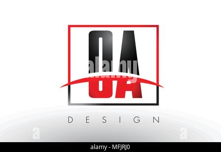 OA O A Logo Letters with Red and Black Colors and Swoosh. Creative Letter Design Vector. Stock Vector
