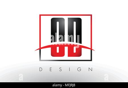 OD O D Logo Letters with Red and Black Colors and Swoosh. Creative Letter Design Vector. Stock Vector