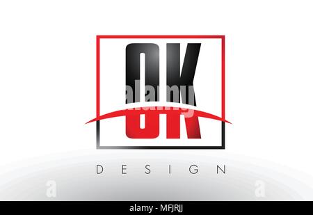 OK O K Logo Letters with Red and Black Colors and Swoosh. Creative Letter Design Vector. Stock Vector