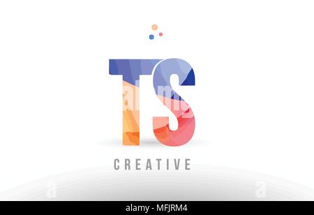 orange blue alphabet letter ts t s logo combination design with dots suitable for a company or business Stock Vector