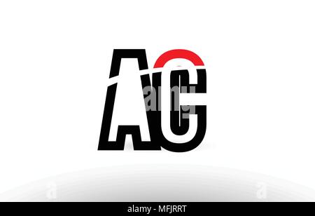 black red AC A C alphabet letter logo icon combination. Design for ...