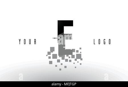 D Pixel Letter Logo with Digital Shattered Black Squares. Creative ...