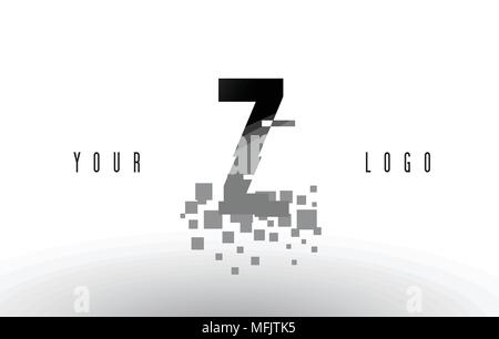 H Pixel Letter Logo with Digital Shattered Black Squares. Creative ...