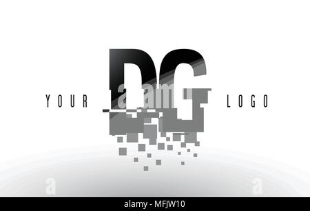 DG D G Pixel Letter Logo with Digital Shattered Black Squares. Creative Letters Vector Illustration. Stock Vector