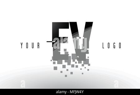 Black and white EV Letters logo with negative space. Letters E and V ...