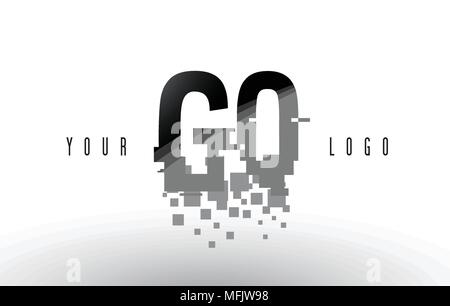 GQ G Q Pixel Letter Logo with Digital Shattered Black Squares. Creative Letters Vector Illustration. Stock Vector