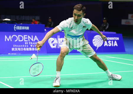 Wuhan, Wuhan, China. 26th Apr, 2018. Wuhan, CHINA-26th April 2018: Malaysian badminton player Lee Chong Wei competes with Anthony Sinisuka GINTING at 2018 Badminton Asia Championships in Wuhan, central China's Hubei Province, April 26th, 2018. Credit: SIPA Asia/ZUMA Wire/Alamy Live News Stock Photo