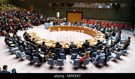 New York City, USA. 26th Apr, 2018. Meeting of the United Nations Security Council in New York City. Credit: SOPA Images Limited/Alamy Live News Stock Photo